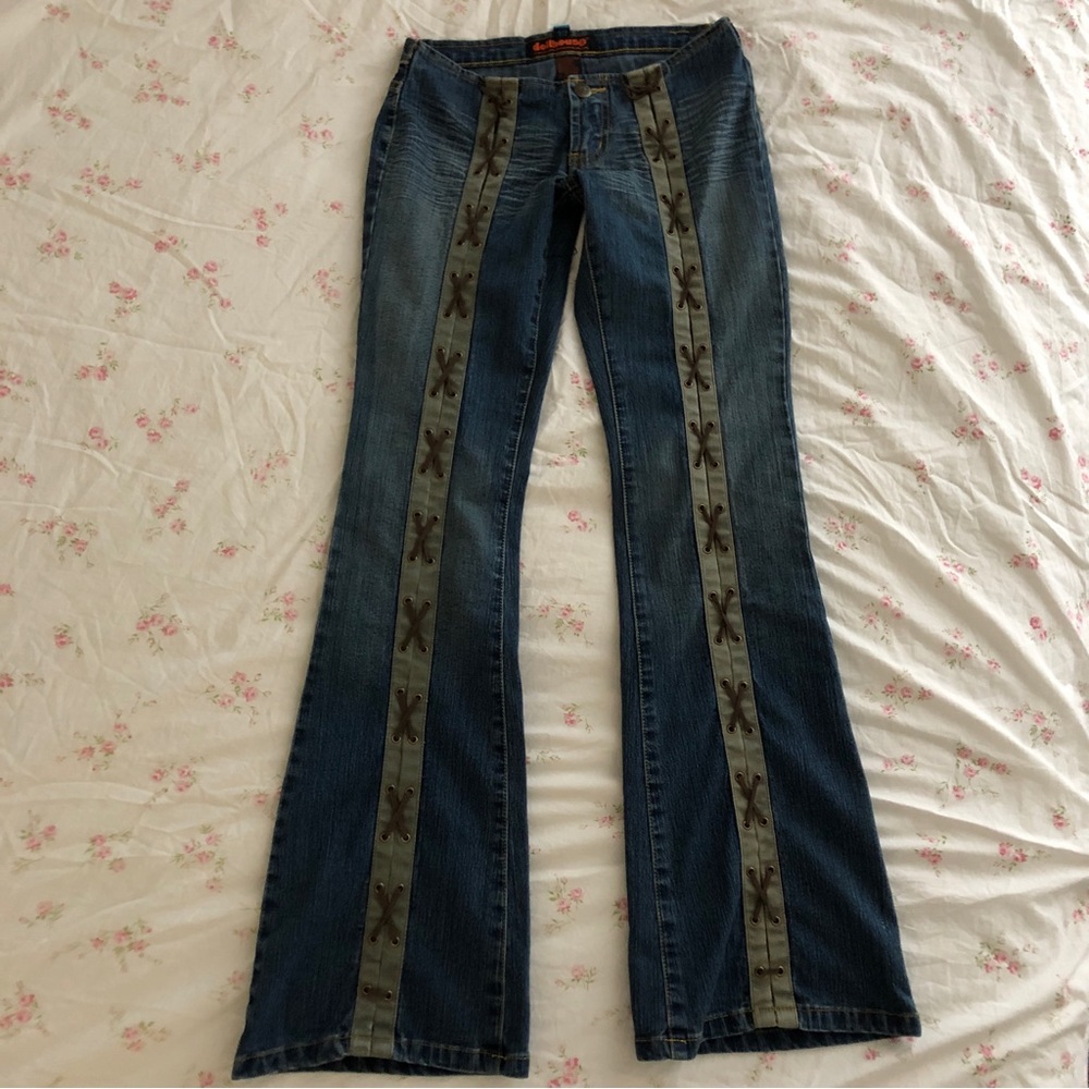 super low rise bootcut lace up jeans by dollhouse